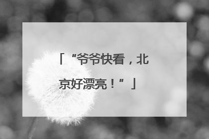 “爷爷快看，北京好漂亮！”