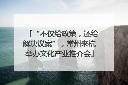 “不仅给政策，还给解决议案”，常州来杭举办文化产业推介会