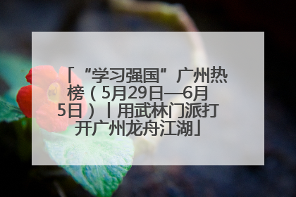 “学习强国”广州热榜（5月29日—6月5日）丨用武林门派打开广州龙舟江湖