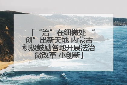 “治”在细微处 “创”出新天地 内蒙古积极鼓励各地开展法治微改革 小创新