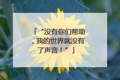 “没有你们帮助，我的世界就没有了声音！”