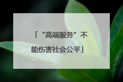 “高端服务”不能伤害社会公平