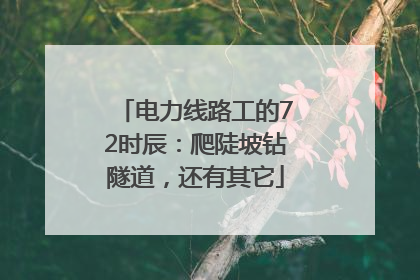 电力线路工的72时辰：爬陡坡钻隧道，还有其它