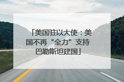 美国驻以大使：美国不再“全力”支持巴勒斯坦建国