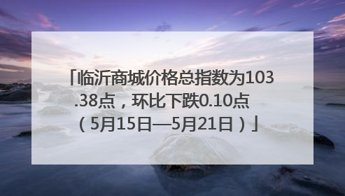 临沂商城价格总指数为103.38点，环比下跌0.10点（5月15日—5月21日）