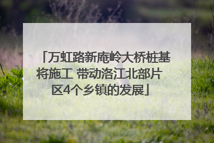 万虹路新庵岭大桥桩基将施工 带动洛江北部片区4个乡镇的发展