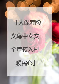 人保寿险义乌中支安全宣传入村暖民心