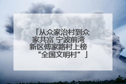 从众家治村到众家共富 宁波前湾新区傅家路村上榜“全国文明村”