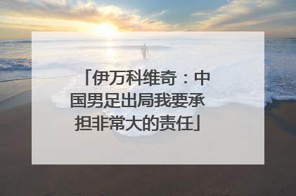 伊万科维奇：中国男足出局我要承担非常大的责任