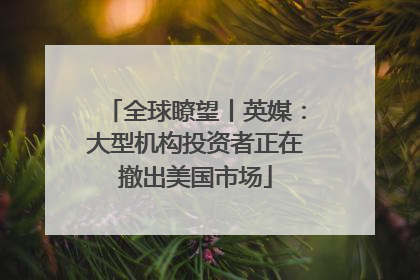 全球瞭望丨英媒：大型机构投资者正在撤出美国市场