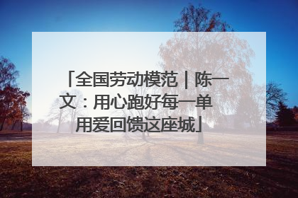 全国劳动模范｜陈一文：用心跑好每一单 用爱回馈这座城