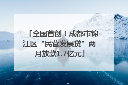 全国首创！成都市锦江区“民营发展贷”两月放款1.7亿元