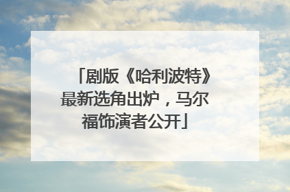 剧版《哈利波特》最新选角出炉，马尔福饰演者公开