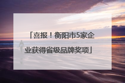 喜报！衡阳市5家企业获得省级品牌奖项