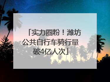 实力圈粉！潍坊公共自行车骑行量破4亿人次