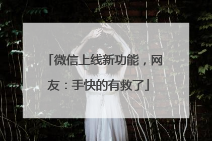 微信上线新功能，网友：手快的有救了