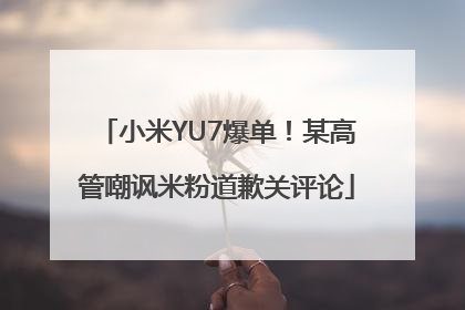 小米YU7爆单！某高管嘲讽米粉道歉关评论