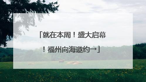 就在本周！盛大启幕！福州向海邀约→