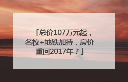 总价107万元起，名校+地铁加持，房价重回2017年？