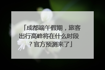 成都端午假期，旅客出行高峰将在什么时段？官方预测来了