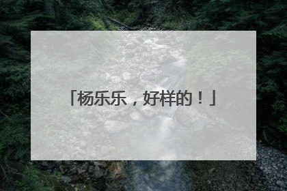 杨乐乐，好样的！