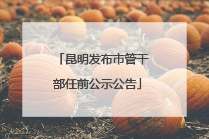 昆明发布市管干部任前公示公告