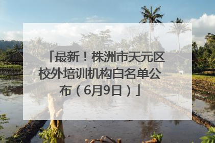 最新！株洲市天元区校外培训机构白名单公布（6月9日）