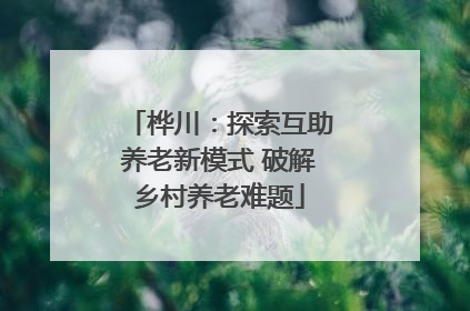 桦川：探索互助养老新模式 破解乡村养老难题
