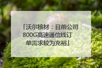 沃尔核材：目前公司800G高速通信线订单需求较为充裕