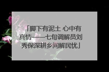 脚下有泥土 心中有真情——七旬调解员刘秀保深耕乡间解民忧