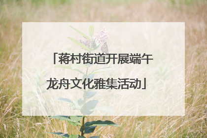 蒋村街道开展端午龙舟文化雅集活动