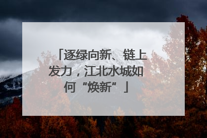 逐绿向新、链上发力，江北水城如何“焕新”