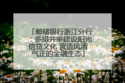 邮储银行浙江分行：多措并举建设阳光信贷文化 营造风清气正的金融生态