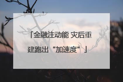 金融注动能 灾后重建跑出“加速度”