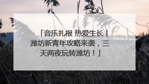 音乐扎根 热爱生长丨潍坊新青年攻略来袭，三天两夜玩转潍坊！