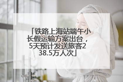 铁路上海站端午小长假运输方案出台，5天预计发送旅客238.5万人次