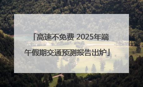 高速不免费 2025年端午假期交通预测报告出炉