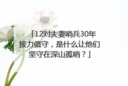 12对夫妻哨兵30年接力值守，是什么让他们坚守在深山孤哨？